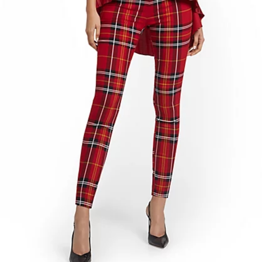 Whitney Pants New York & Co Red Plaid L